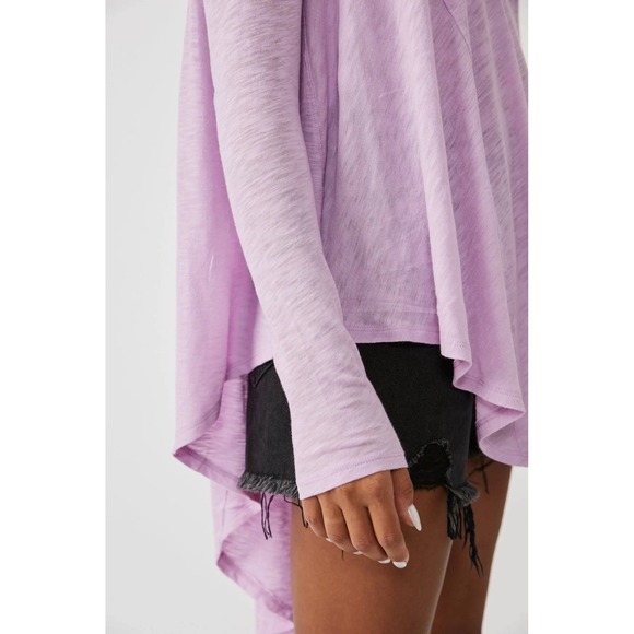 NEW We The Free People Tunic Trapeze Long Sleeve Top S Purple Lavender Oversized - Picture 2 of 7